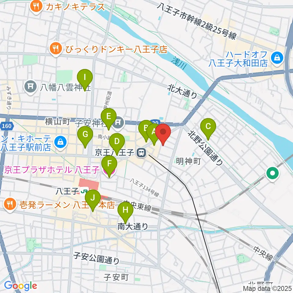 八王子音楽院本部周辺のホテル一覧地図