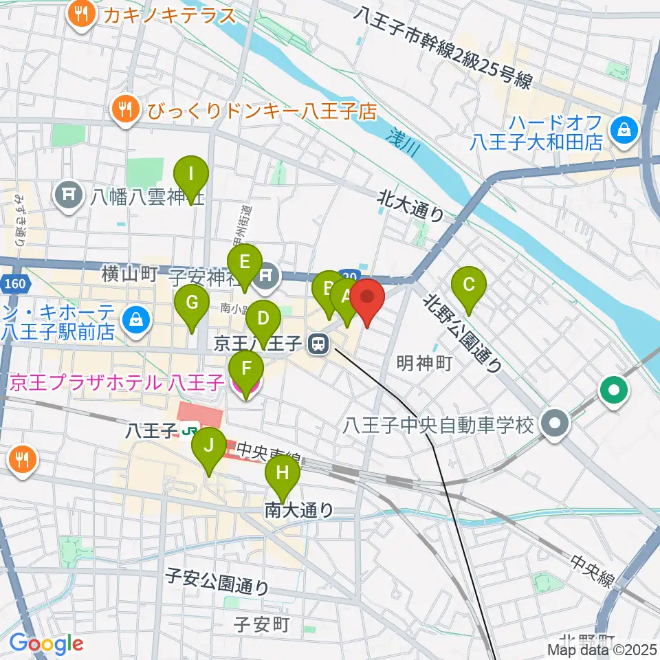 八王子音楽院本部周辺のホテル一覧地図