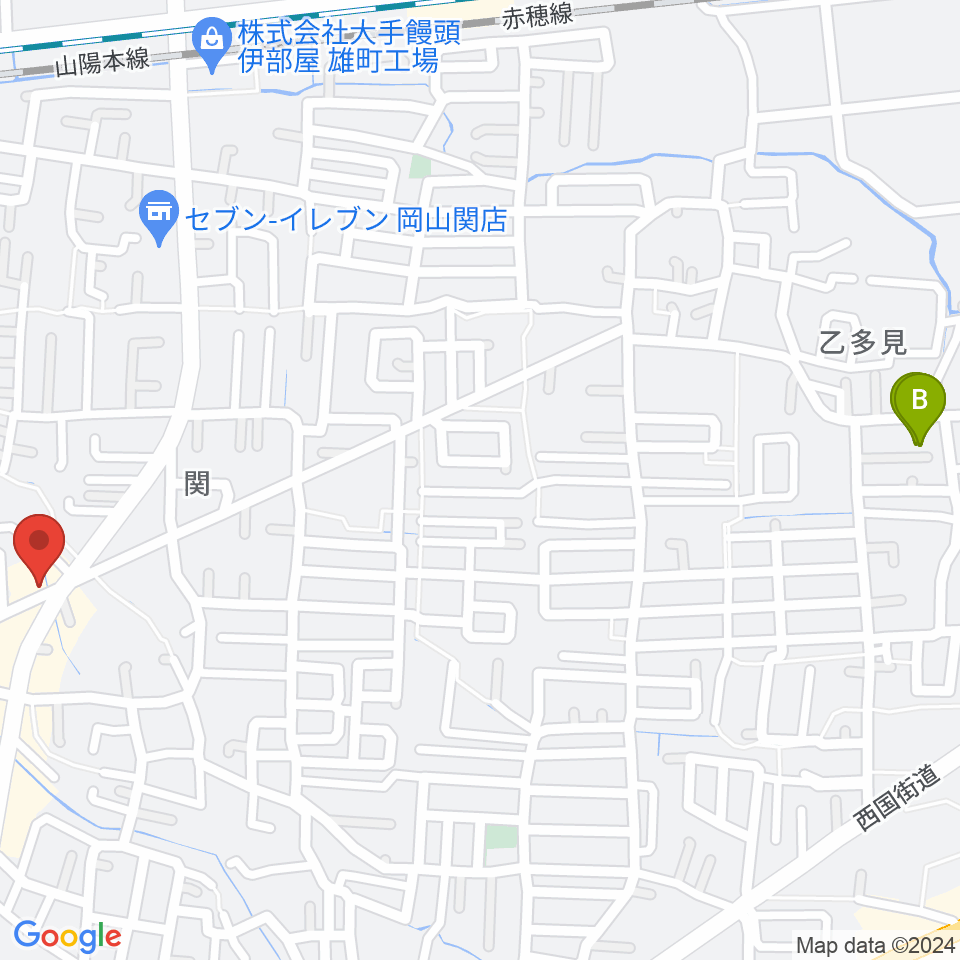 山陽こだま楽器 東岡山店周辺のホテル一覧地図