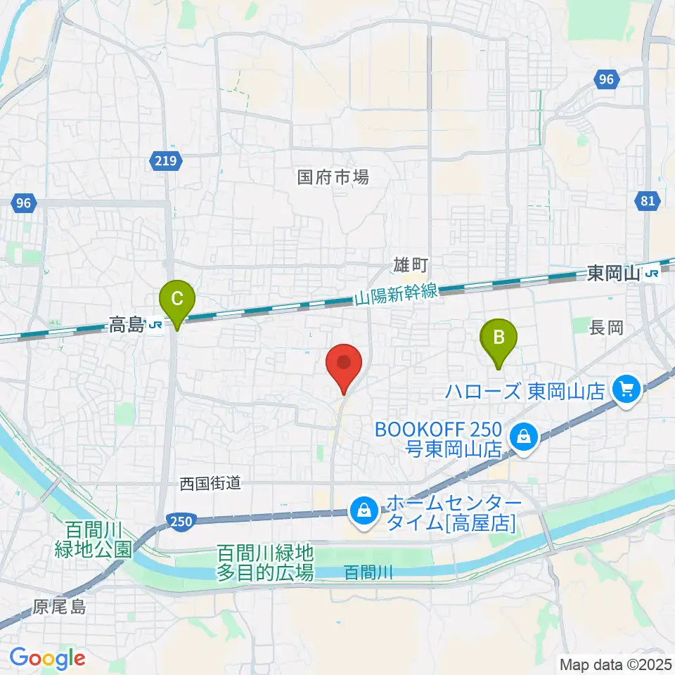 山陽こだま楽器 東岡山店周辺のホテル一覧地図