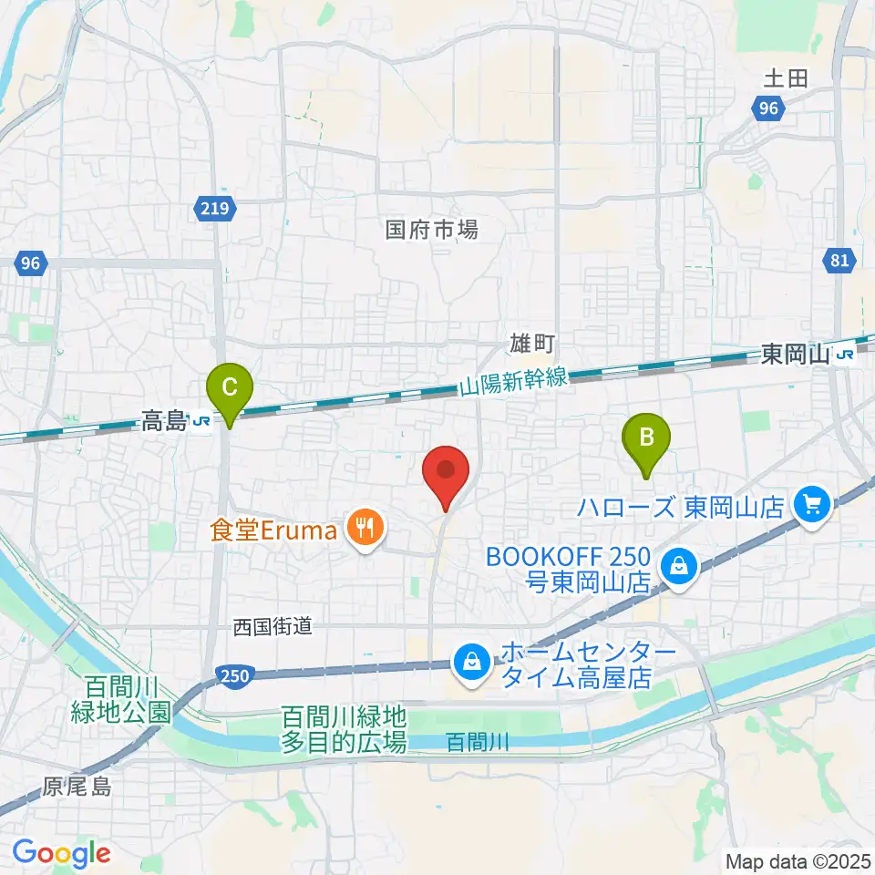 山陽こだま楽器 東岡山店周辺のホテル一覧地図