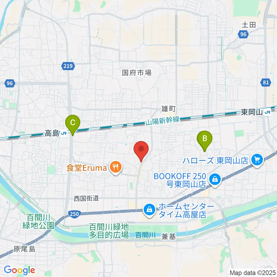 山陽こだま楽器 東岡山店周辺のホテル一覧地図