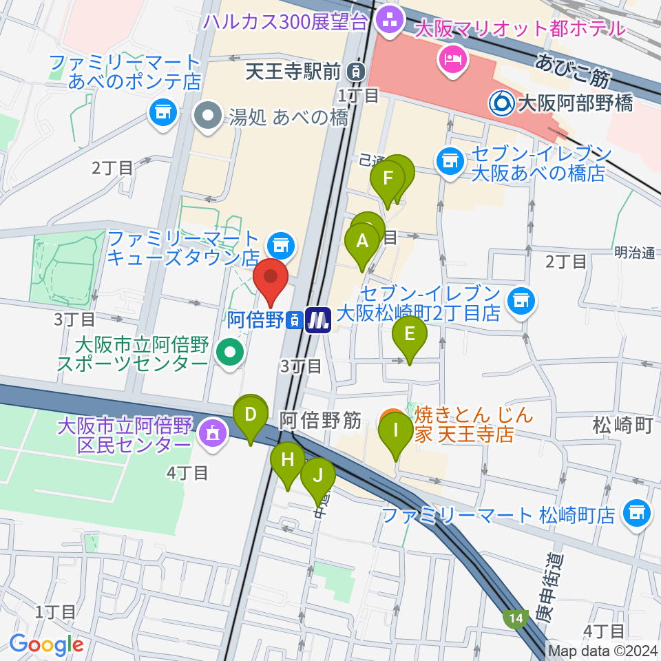 あべぷらんカルチャーわのわ周辺のホテル一覧地図