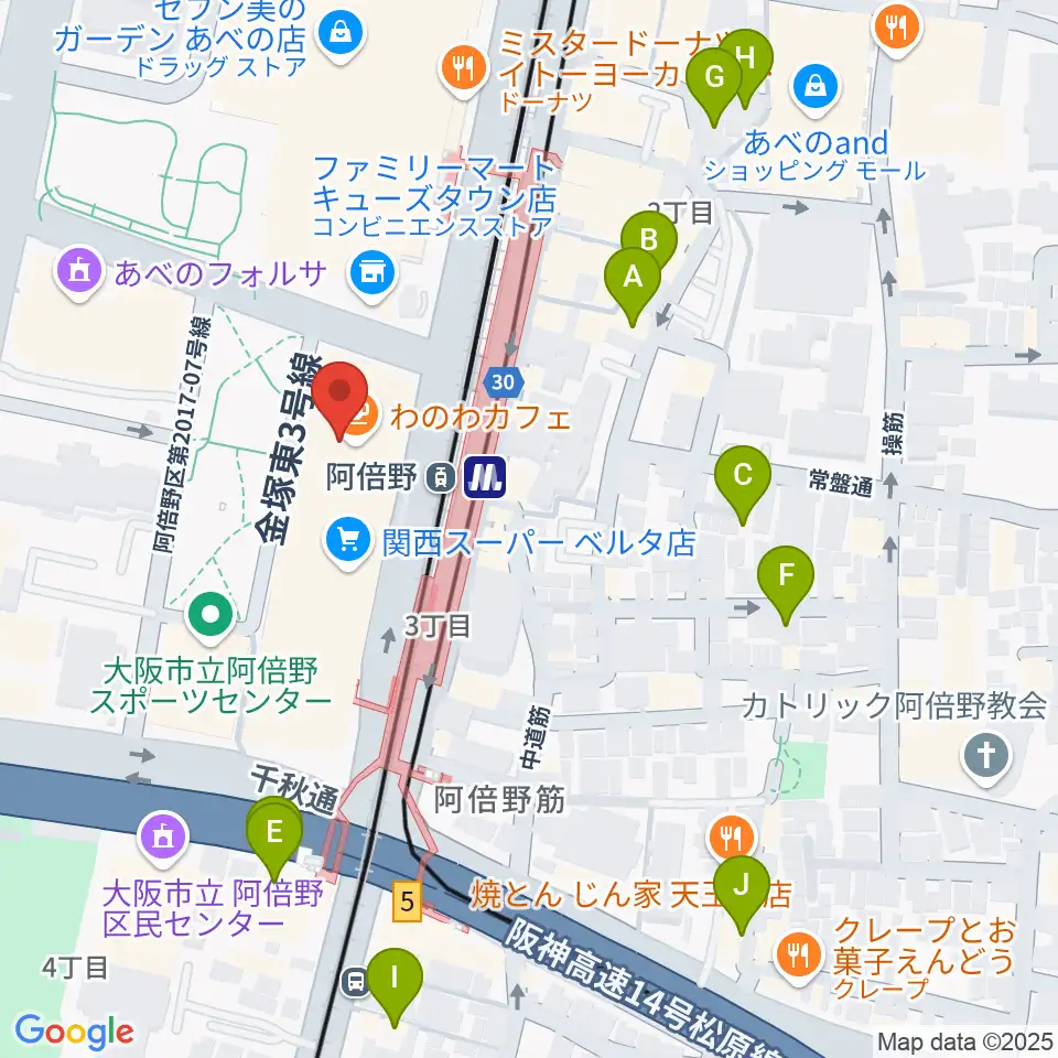 あべぷらんカルチャーわのわ周辺のホテル一覧地図