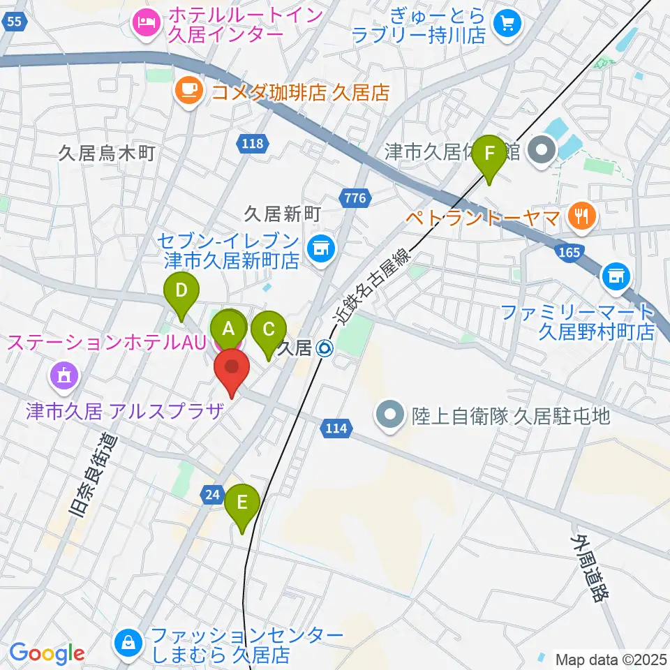 フミヤ楽器周辺のホテル一覧地図
