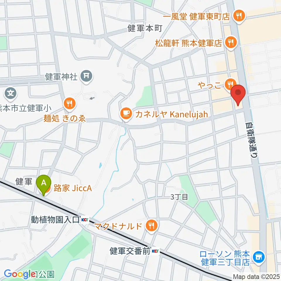 有明楽器 健軍本店周辺のホテル一覧地図