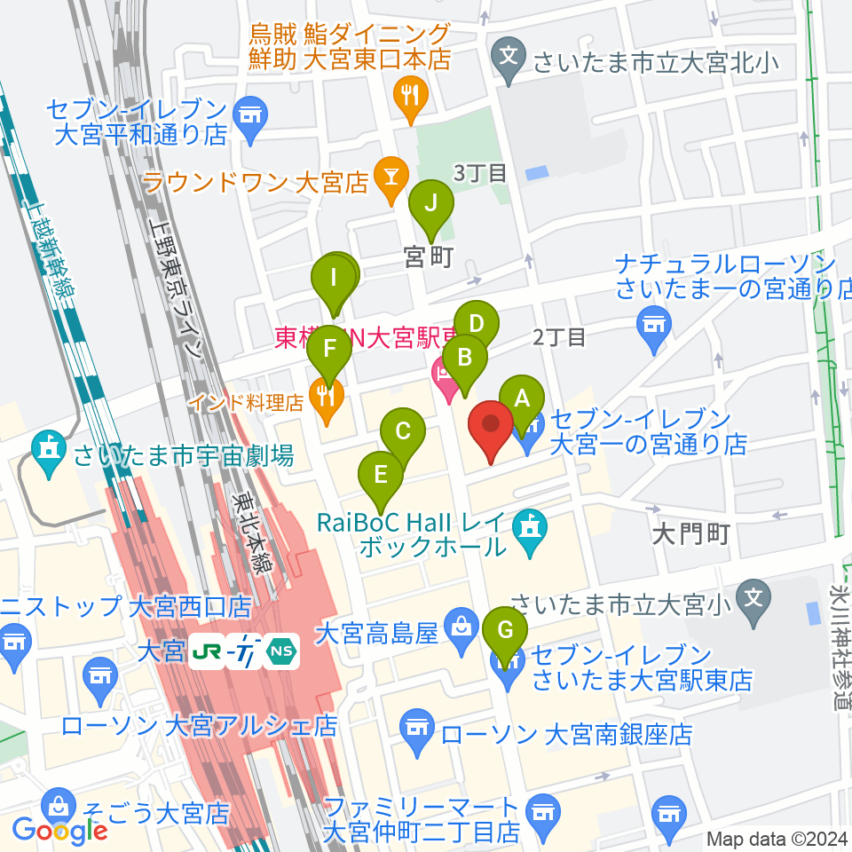 小島ギタースクール周辺のホテル一覧地図