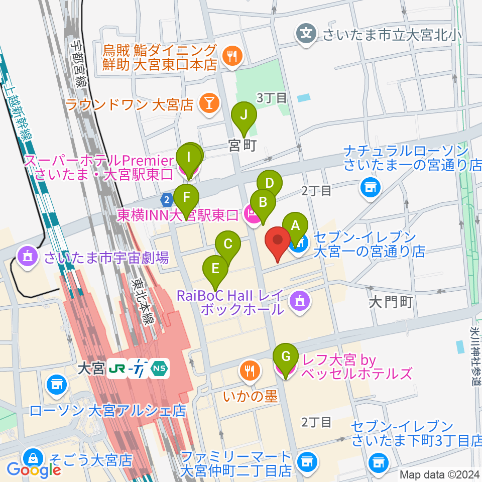 小島ギタースクール周辺のホテル一覧地図