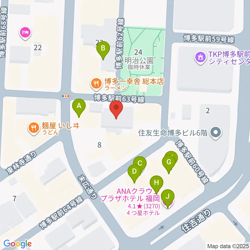 専門学校 九州ビジュアルアーツ周辺のホテル一覧地図