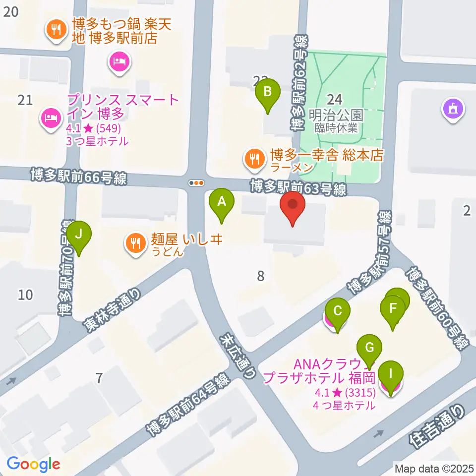 専門学校 九州ビジュアルアーツ周辺のホテル一覧地図