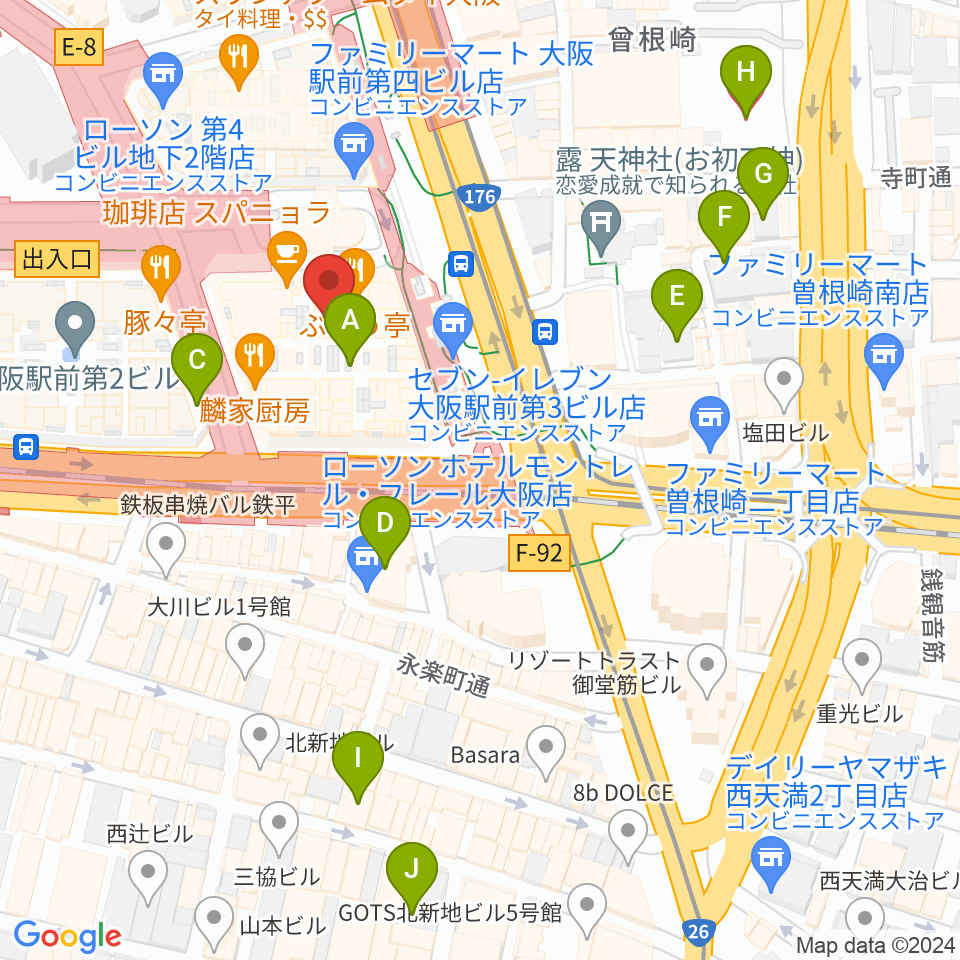 アール・エイチ・ワイ音楽教室周辺のホテル一覧地図