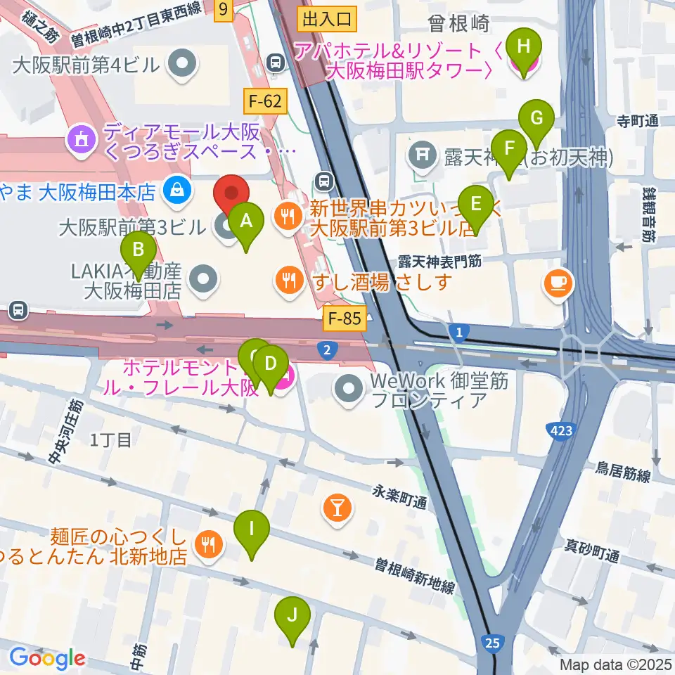 アール・エイチ・ワイ音楽教室周辺のホテル一覧地図