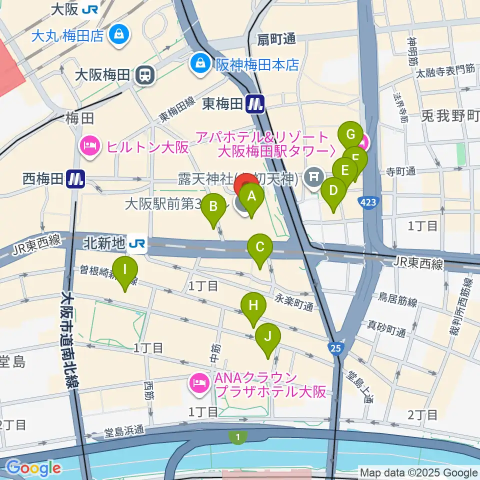 アール・エイチ・ワイ音楽教室周辺のホテル一覧地図