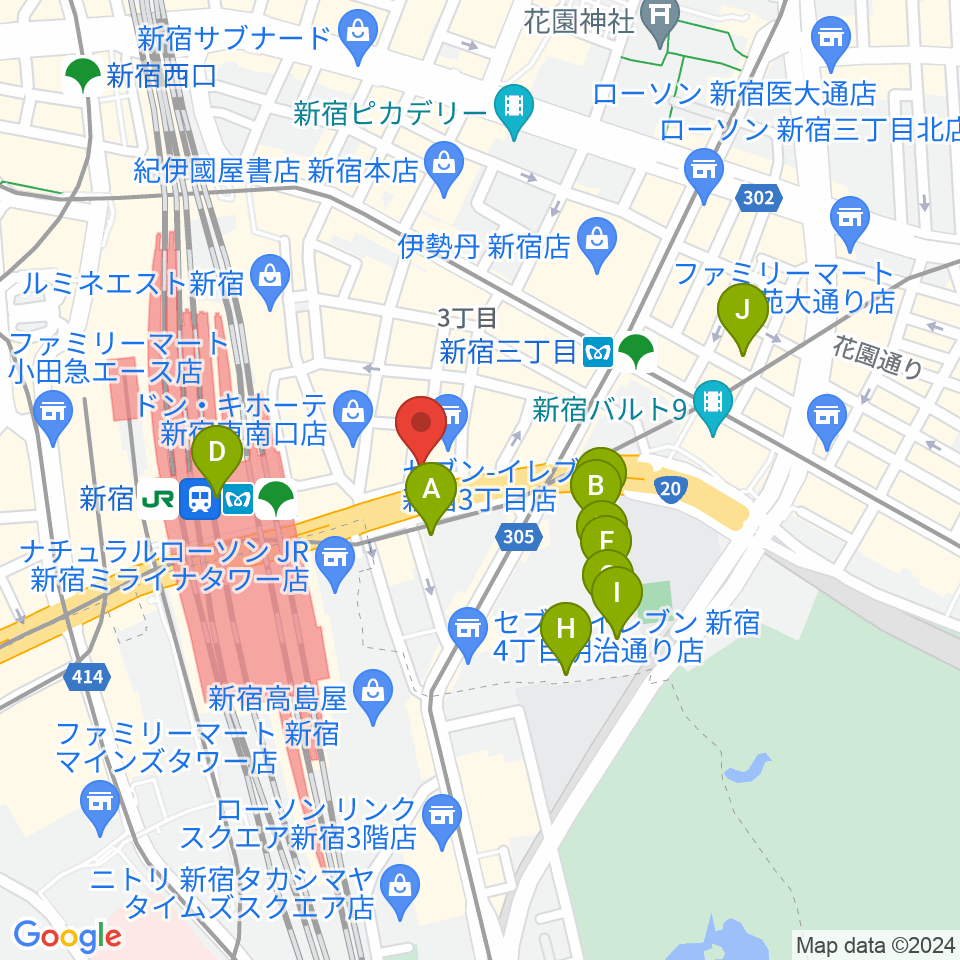 ミュージックスクールウッド新宿校周辺のホテル一覧地図