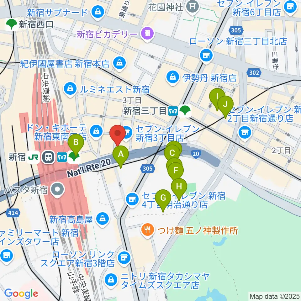 ミュージックスクールウッド新宿校周辺のホテル一覧地図