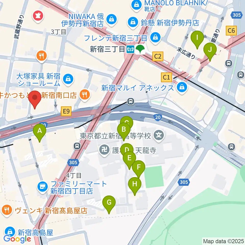 ミュージックスクールウッド新宿校周辺のホテル一覧地図
