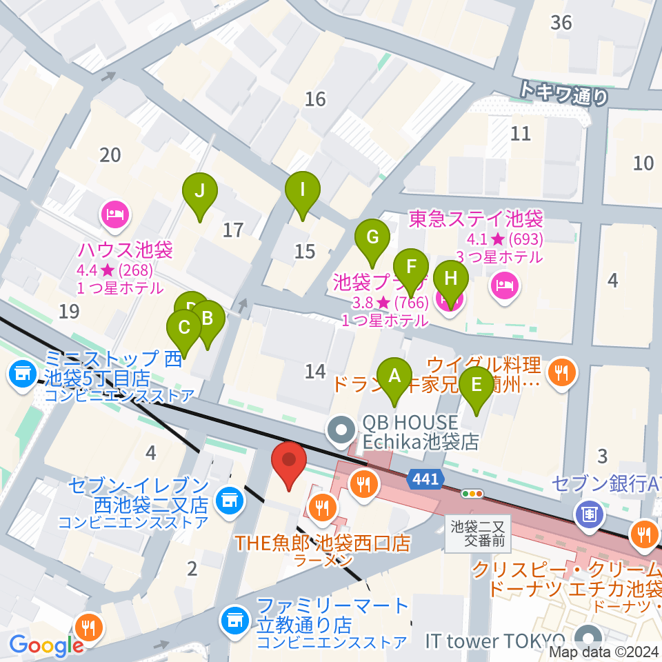 ジャパンO・N・Oミュージックアカデミー周辺のホテル一覧地図