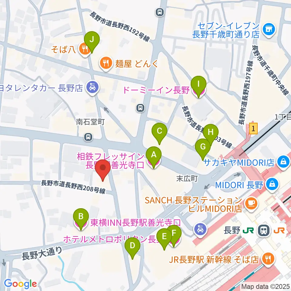 ヒオキ楽器周辺のホテル一覧地図