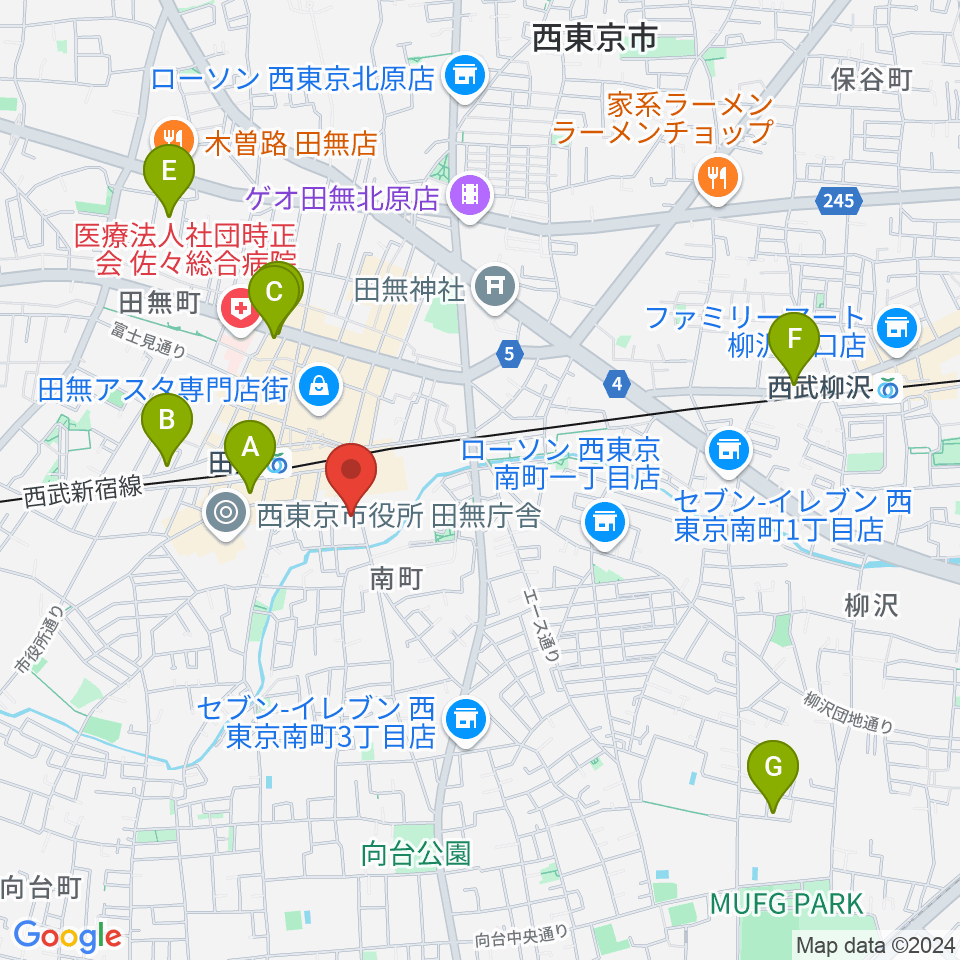 東音楽器 田無センター周辺のホテル一覧地図