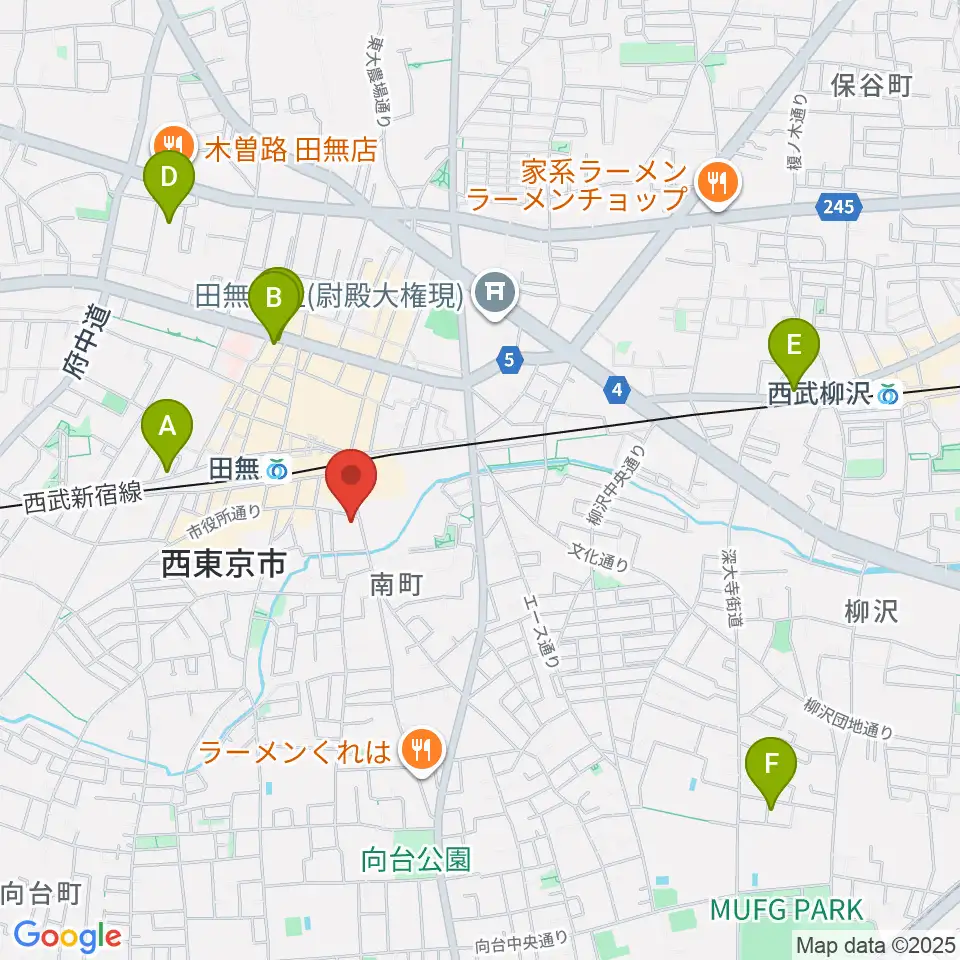 東音楽器 田無センター周辺のホテル一覧地図