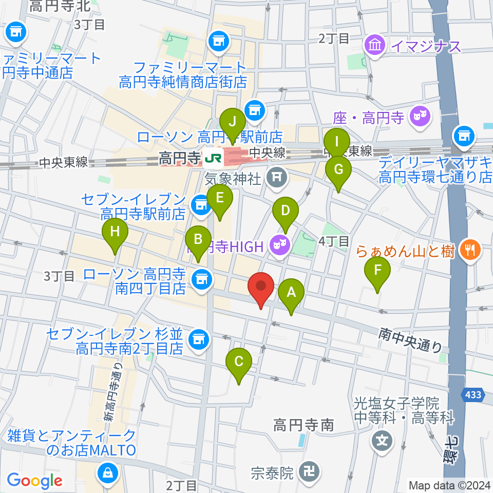 東音楽器 高円寺センター周辺のホテル一覧地図