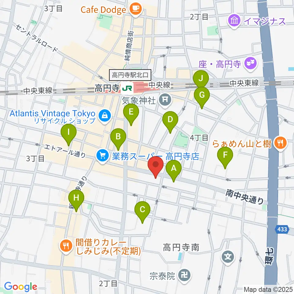 東音楽器 高円寺センター周辺のホテル一覧地図