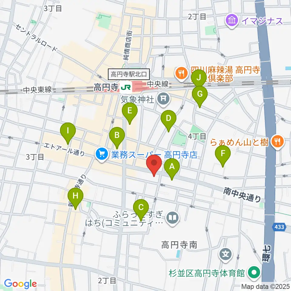 東音楽器 高円寺センター周辺のホテル一覧地図
