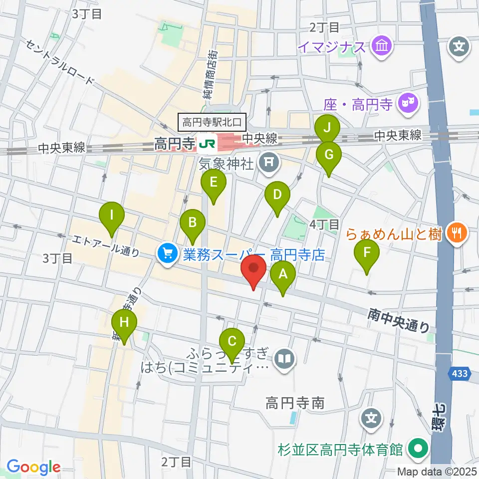 東音楽器 高円寺センター周辺のホテル一覧地図