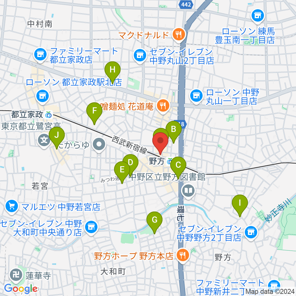 東音楽器 野方センター周辺のホテル一覧地図