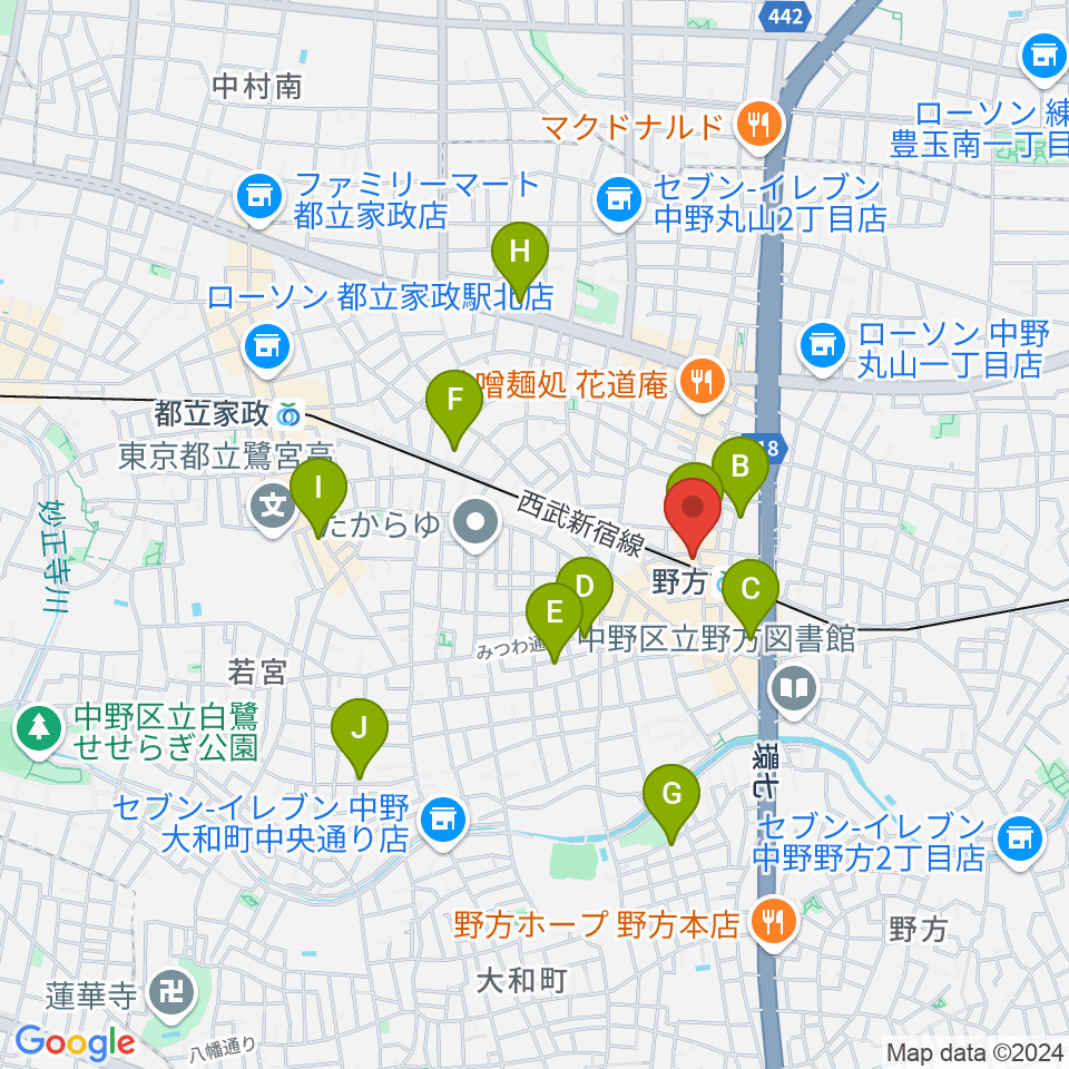 東音楽器 野方センター周辺のホテル一覧地図