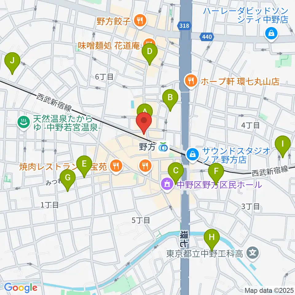東音楽器 野方センター周辺のホテル一覧地図
