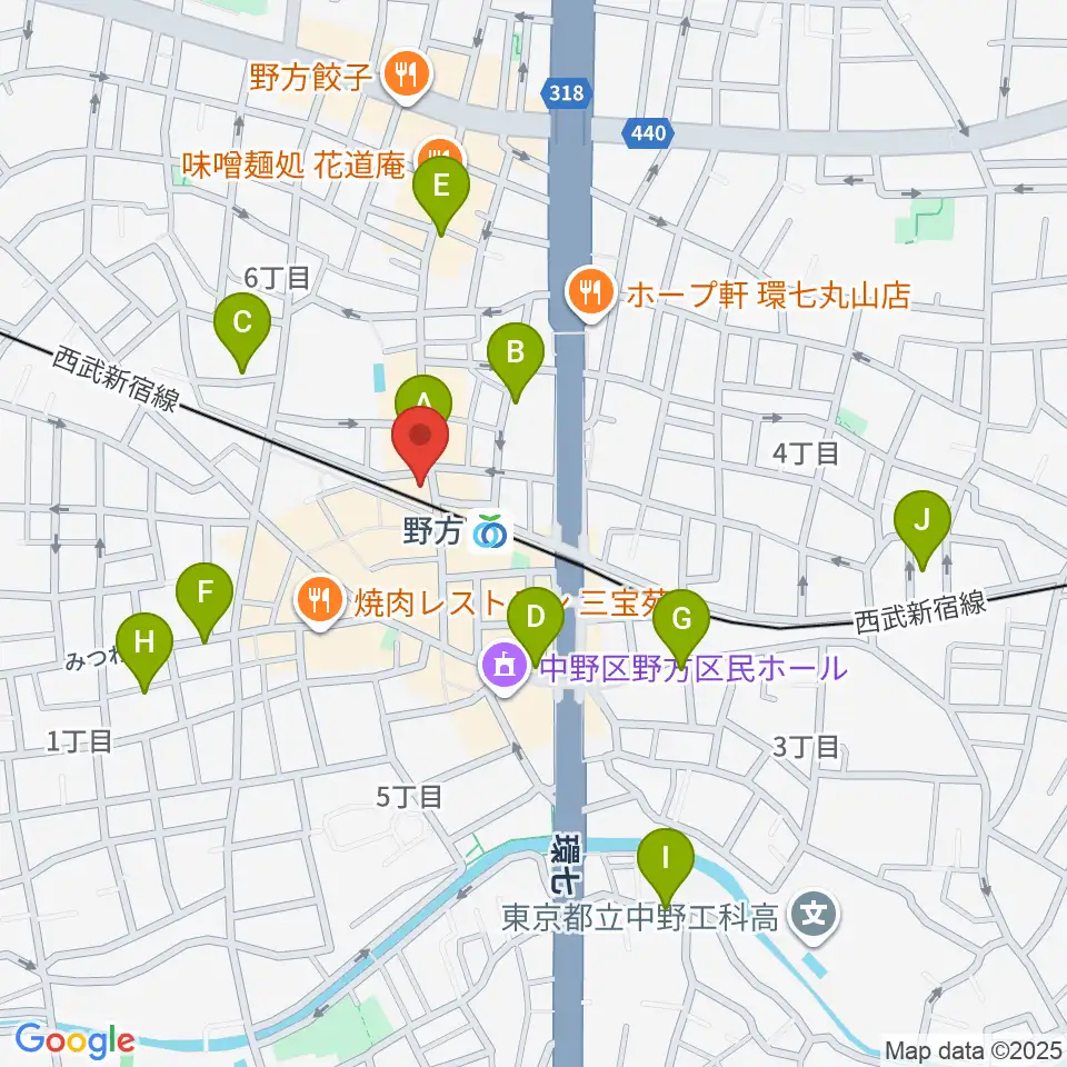 東音楽器 野方センター周辺のホテル一覧地図