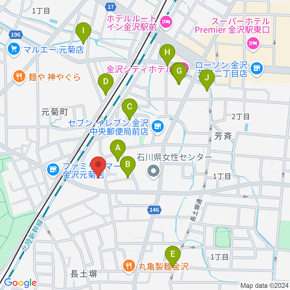 金沢科学技術大学校 Kist周辺のホテル一覧地図