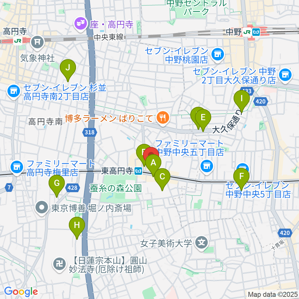 エンジェルハープ周辺のホテル一覧地図