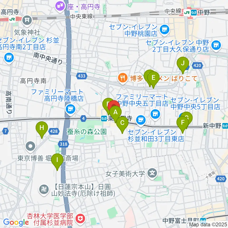 エンジェルハープ周辺のホテル一覧地図