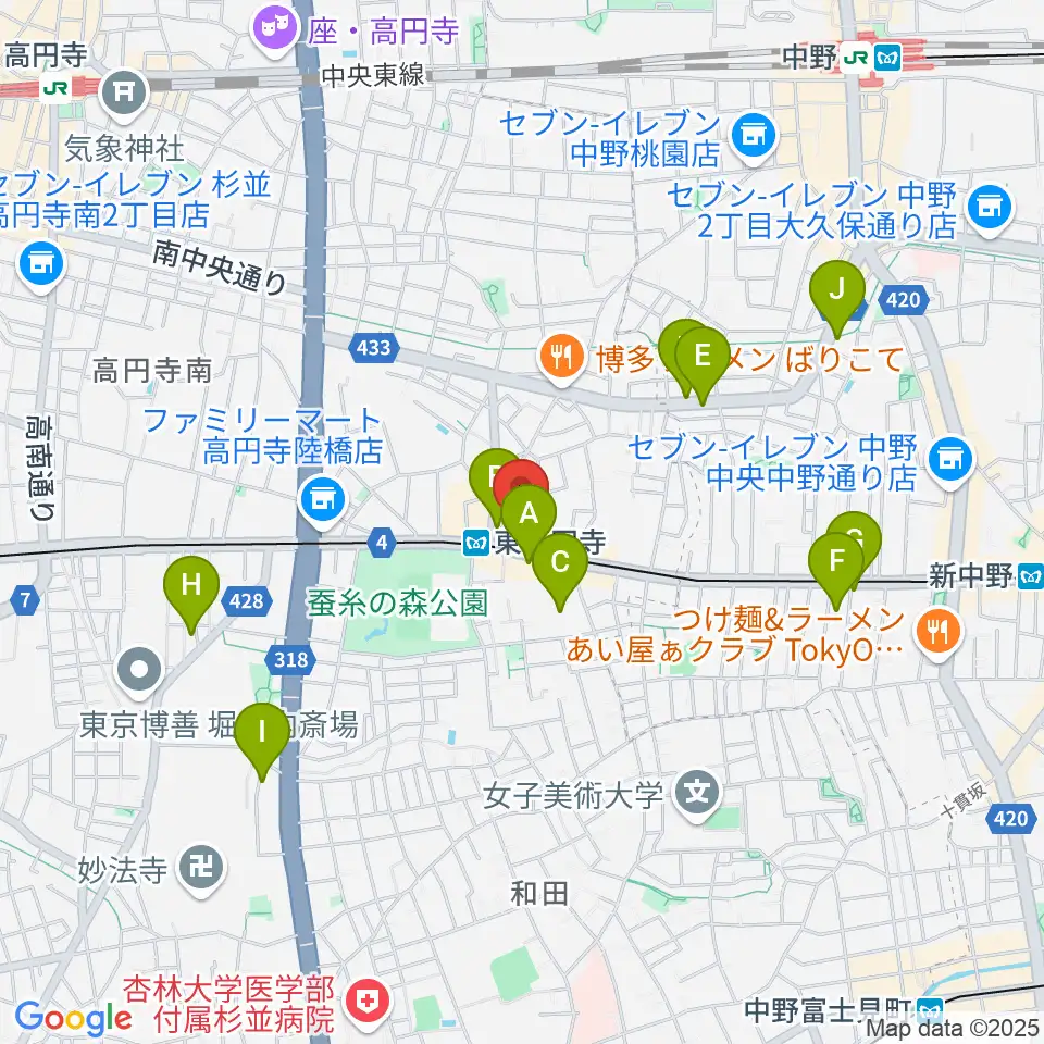 エンジェルハープ周辺のホテル一覧地図