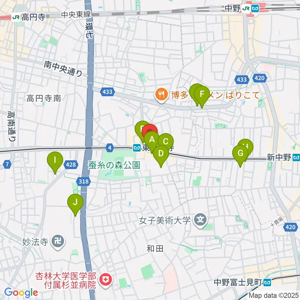 エンジェルハープ周辺のホテル一覧地図