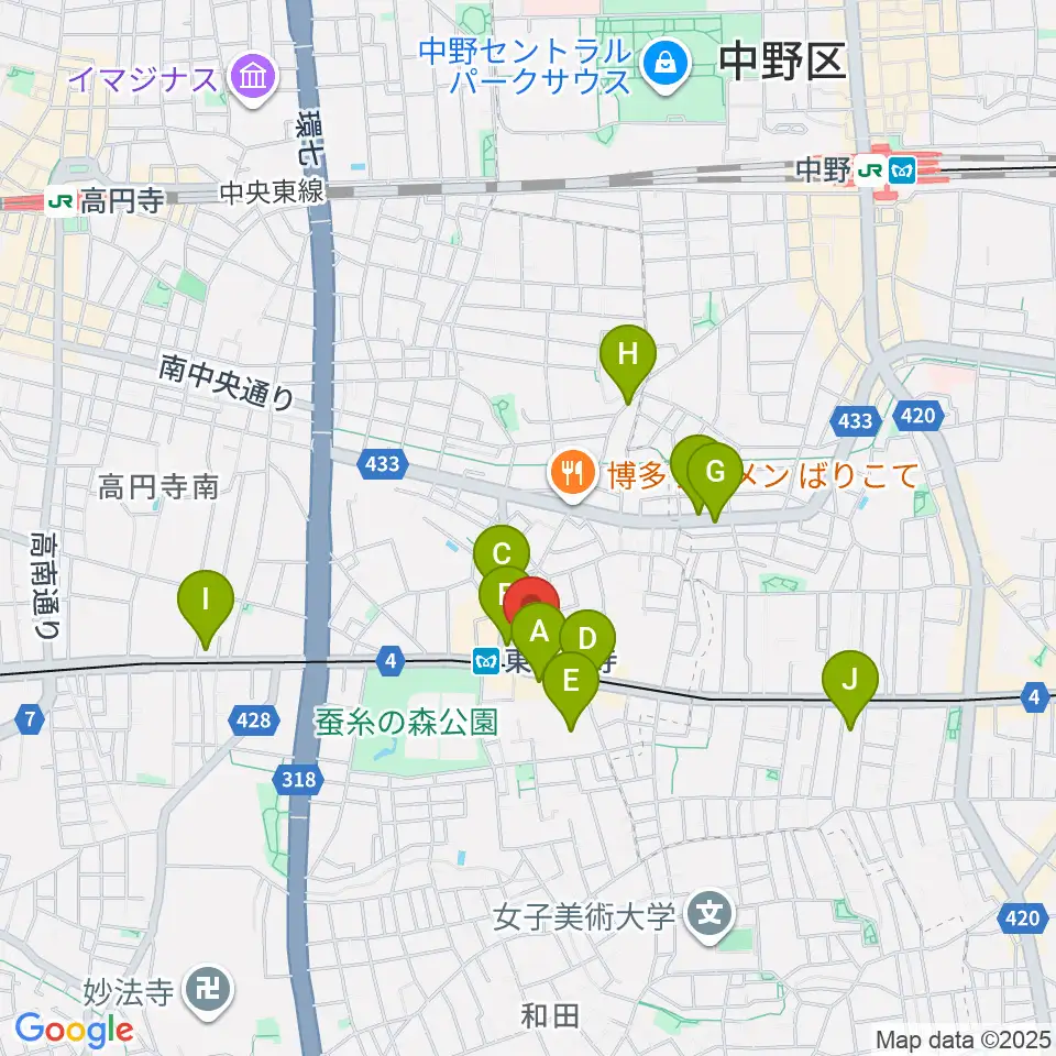 エンジェルハープ周辺のホテル一覧地図