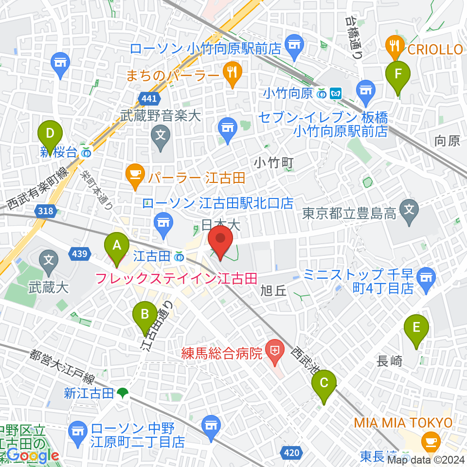 日本大学芸術学部 音楽学科周辺のホテル一覧地図