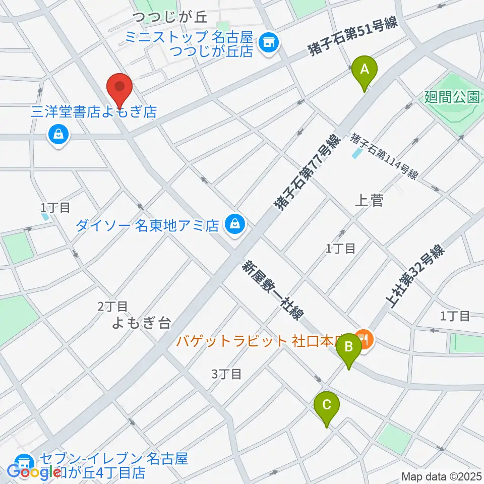 カジタミュージックスクール 名東教室周辺のホテル一覧地図