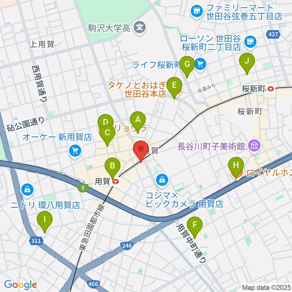 ママンベビー用賀教室周辺のホテル一覧地図