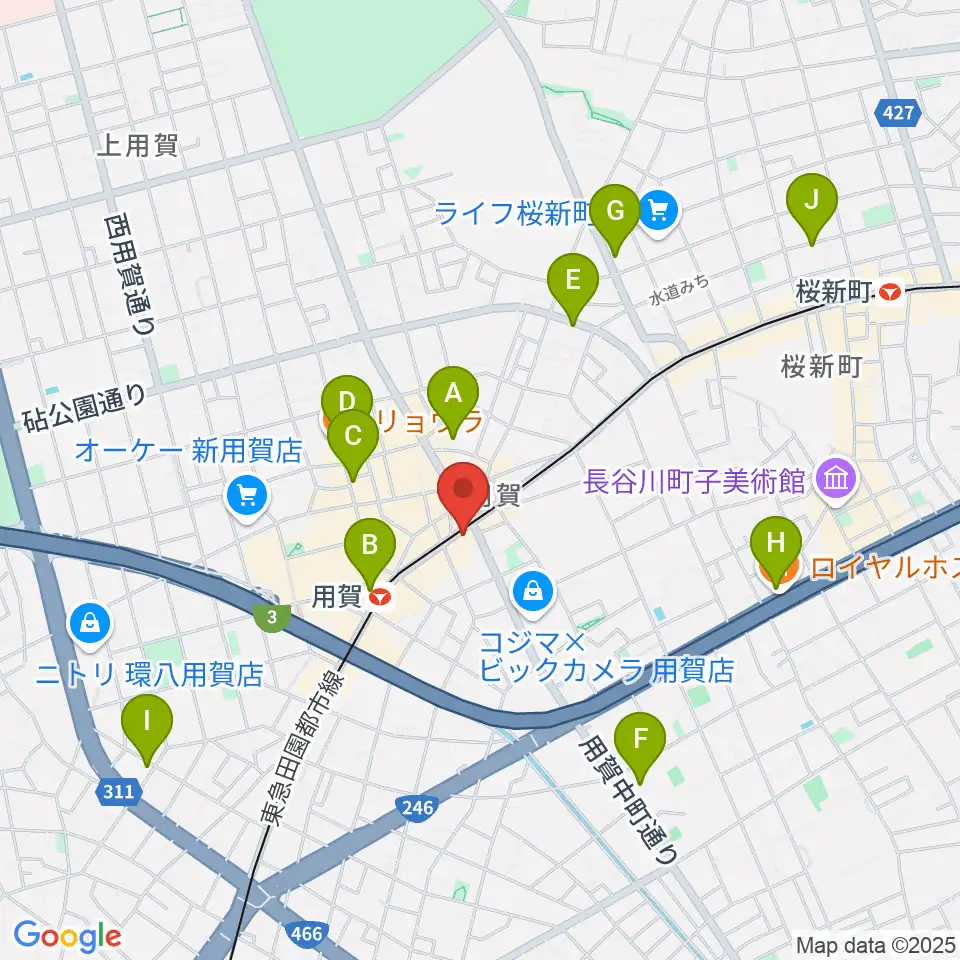 ママンベビー用賀教室周辺のホテル一覧地図