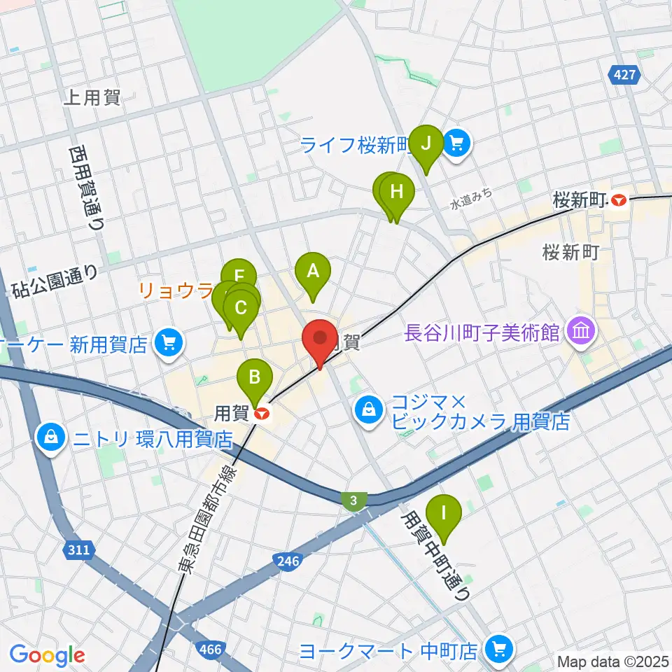 ママンベビー用賀教室周辺のホテル一覧地図