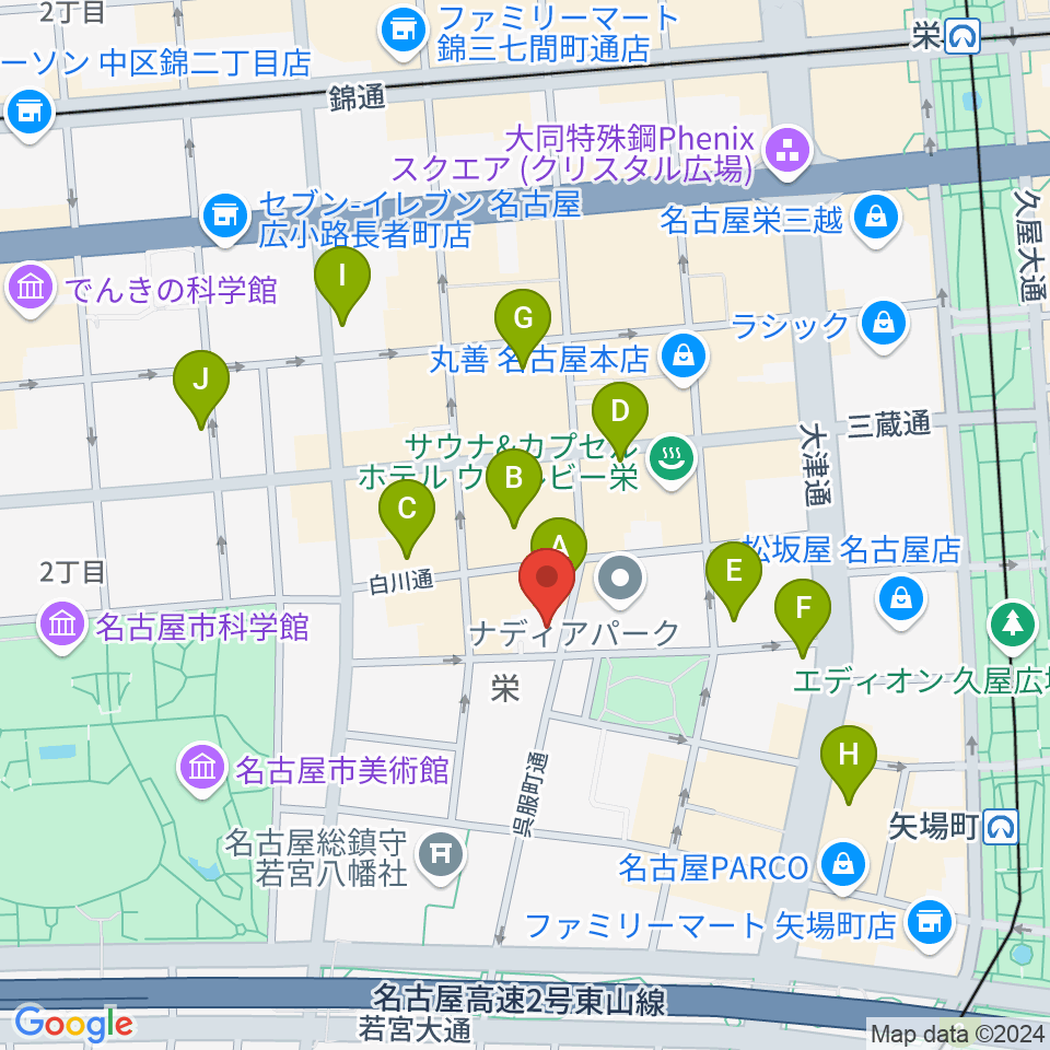 名古屋スクールオブミュージック&ダンス専門学校周辺のホテル一覧地図