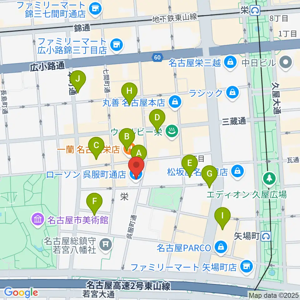 名古屋スクールオブミュージック&ダンス専門学校周辺のホテル一覧地図