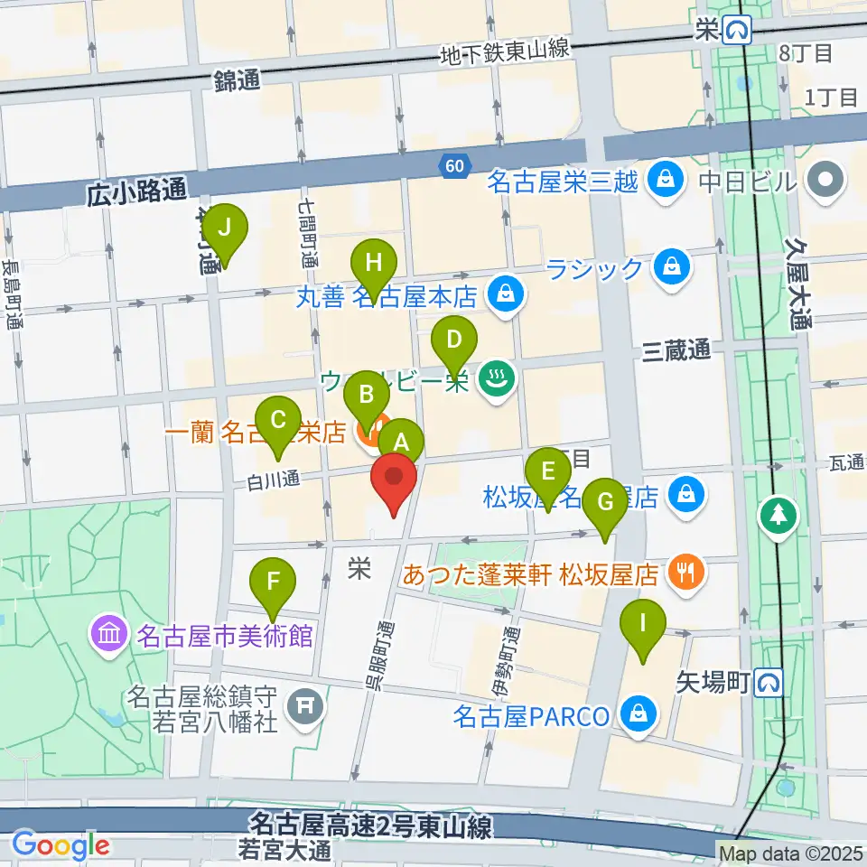 名古屋スクールオブミュージック&ダンス専門学校周辺のホテル一覧地図