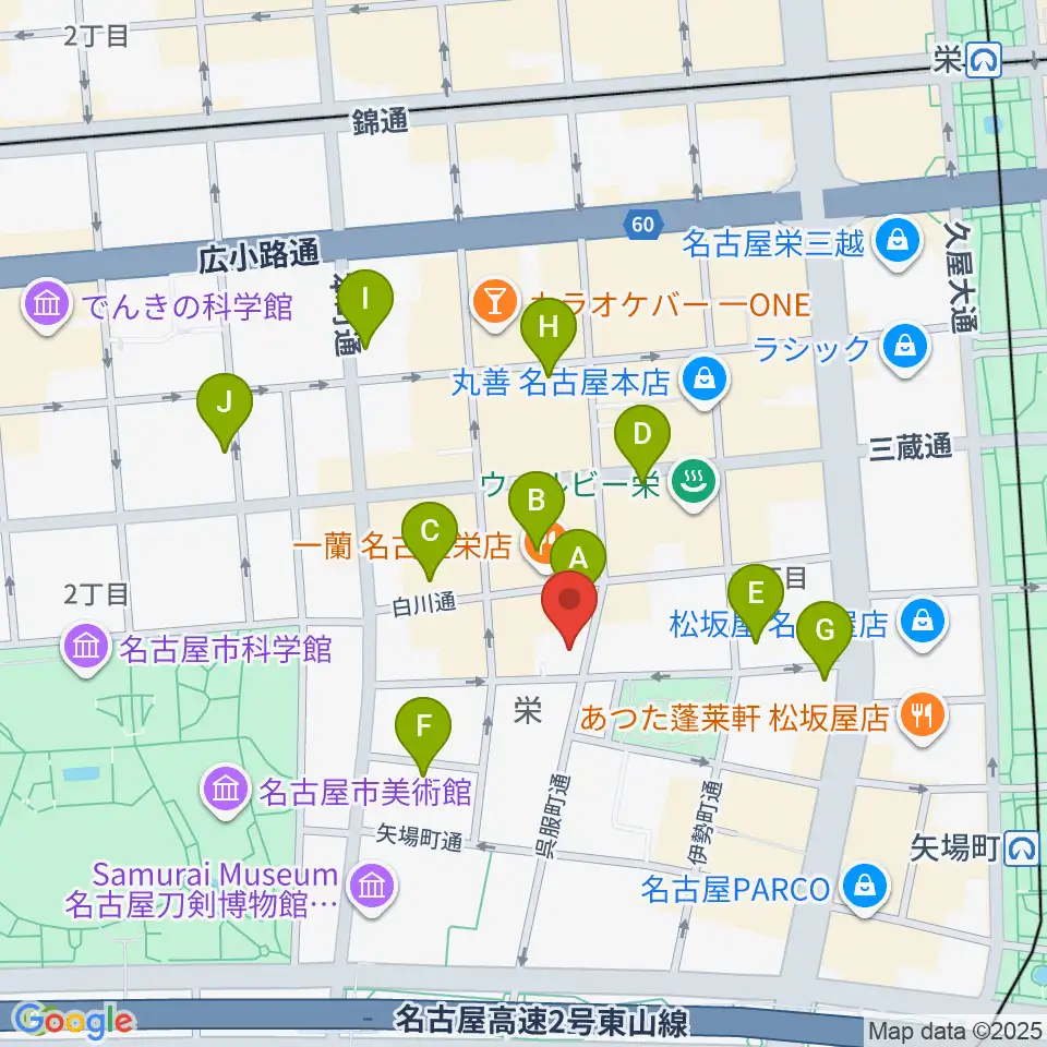 名古屋スクールオブミュージック&ダンス専門学校周辺のホテル一覧地図