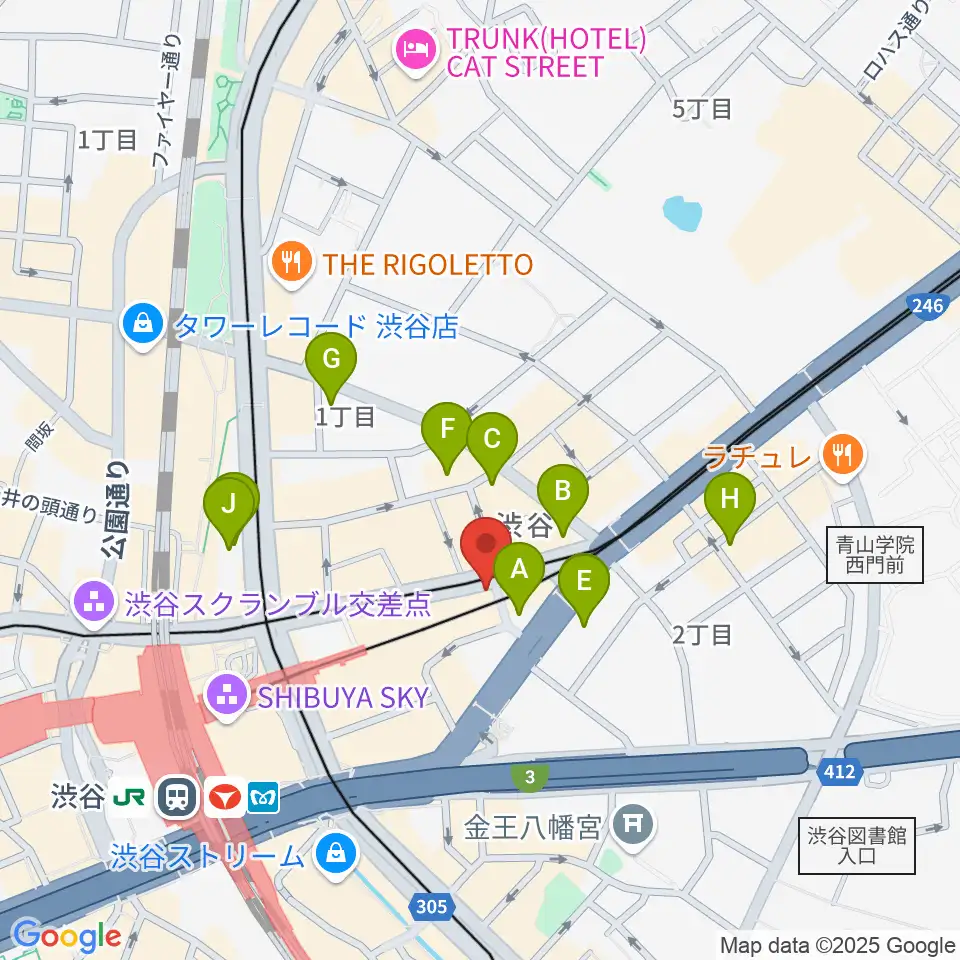東京スクールオブミュージック専門学校渋谷周辺のホテル一覧地図