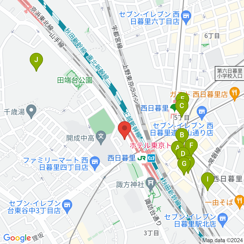 東京音楽学院 西日暮里駅前校周辺のホテル一覧地図