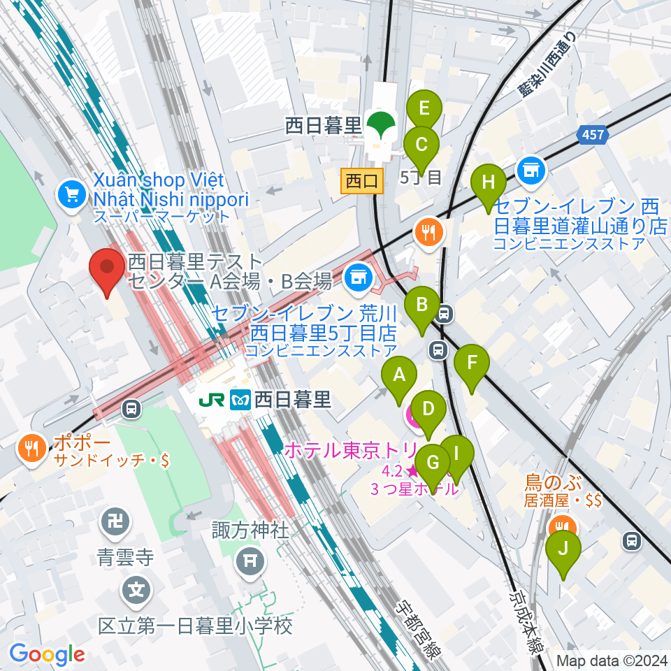 東京音楽学院 西日暮里駅前校周辺のホテル一覧地図